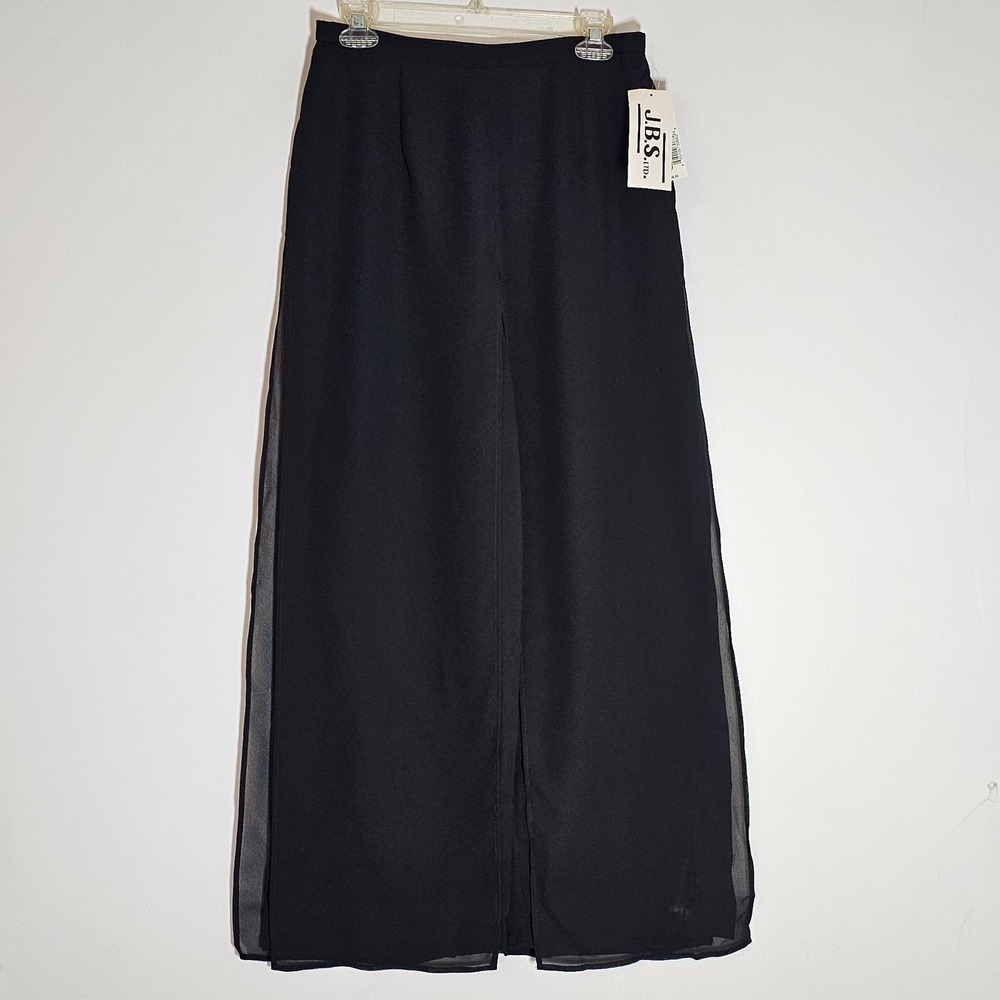 JBS‎ Ltd Pants Womens Medium Black Palazzo Wide Leg Sheer Layered Relaxed Formal
